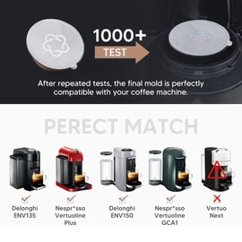 Reusable V-ertuo Capsules Refillable Coffee Pods with Espresso Aluminum Foils for N-espreso V ertuo Coffee Machines GCA1 and De 'L onghi ENV135S (100PCS+3+2)
