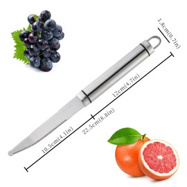 2PCS Grapefruit Knife, Curved Serrated Grapefruit Knife, Stainless Steel Kiwi Knife, Great for Grapefruit, Orange, Lemon, Kiwi, Easy to Hang, Dishwasher Safe