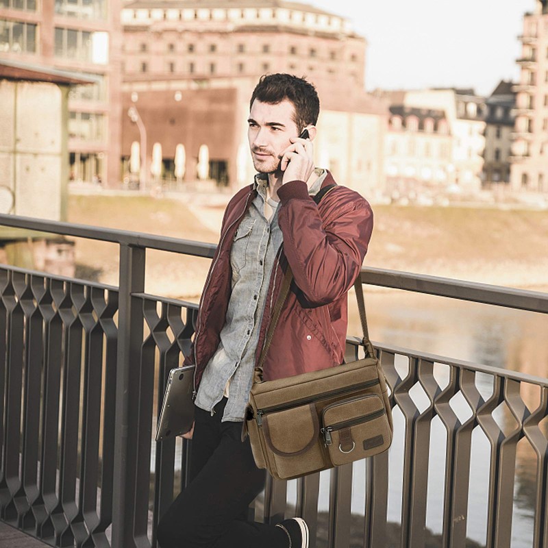 FANDARE Canvas Crossbody Bag Messenger Bag Satchel Shoulder Bag Working