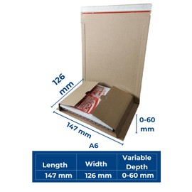 AKAR Book Wrap Mailer (147x126 + 60mm) Postal Boxes for Posting Packaging & Secured Shipping | Protective Corrugated Cardboard Mailer cover from the edges | Perfect for CDs Case Packed (5)