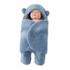 Baby Swaddle Blanket Polyester Wool Cartoon Pattern Soft Skin Friendly