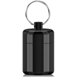 CHIVENIDO Pill Keychain Holder - Small Pill Box Waterproof Pill Fob Organizer Portable Pill Holder Keychain (Black)