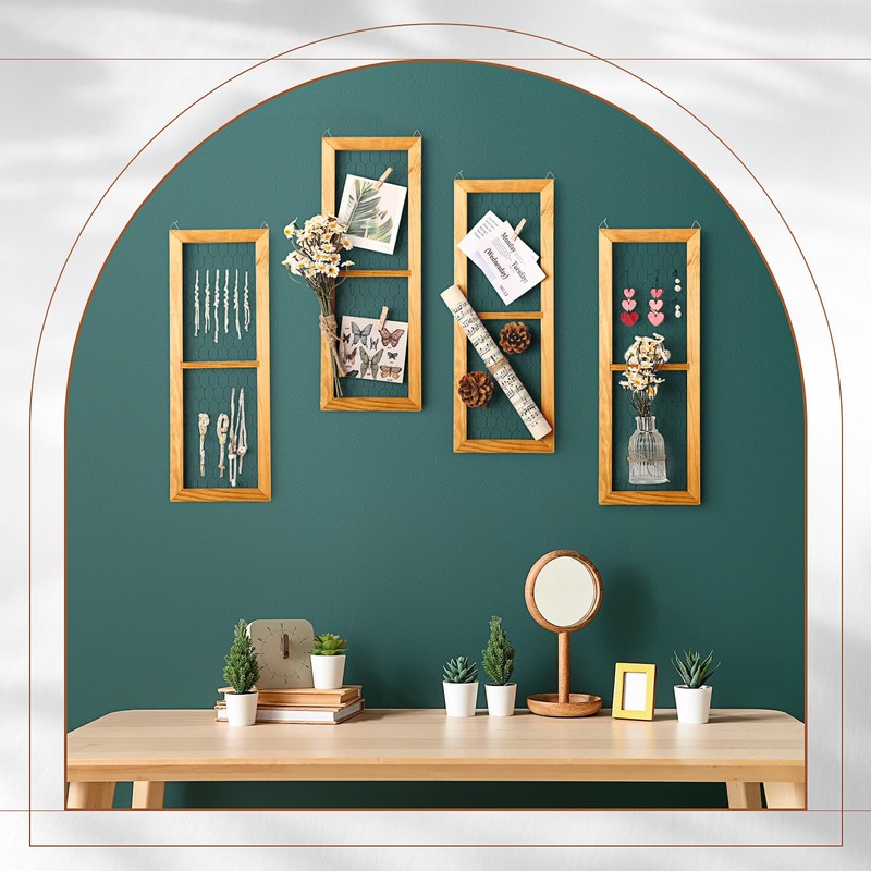 Chunful Pack Chicken Wire Wooden Frame Unfinished Wood Window Frame