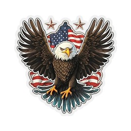 Bald Eagle Sticker, American Flag Patriotic USA Bird Sticker Decal for Wall, Laptop, Cell, Truck Sticker for Windows, Cars, Trucks 5" Inch