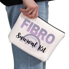 G2TUP Fibromyalgia Awareness Gift FIBRO Survival Kit Makeup Bag Fibro Warrior Cosmetic Bag Purple Ribbon Gift Fibro Survivor Gift (FIBRO Survival Kit MB)