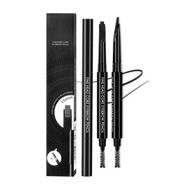 2 Pcs Black Eyebrow Pencil Set for Women,0.1mm Ultra-Fine Waterproof Mechanical Brow Tinted Pen,Long Lasting Professional Brow Micro Eyebrow Retractable Pencil Definer Shaping&Filling Sparse Brow-01