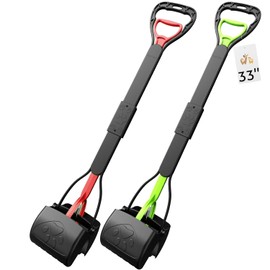 33" Pooper Scooper 2 Pack, XL Tall Handle No Touch Dog Pooper Scooper for Large Small Dogs, Durable Spring & Lightweight, Large Pooper Scooper for Dogs Heavy Duty, Portable Dog Poop Pick Up Tool