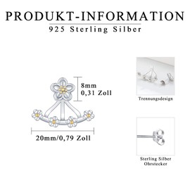 925 Sterling Silver Earrings Animals/Flowers/Heart/Wings/Moon Stars/Compass Stud Earrings Crystal/Moonstone Hypoallergenic Earrings Jewellery for Women Girls Women, Sterling Silver