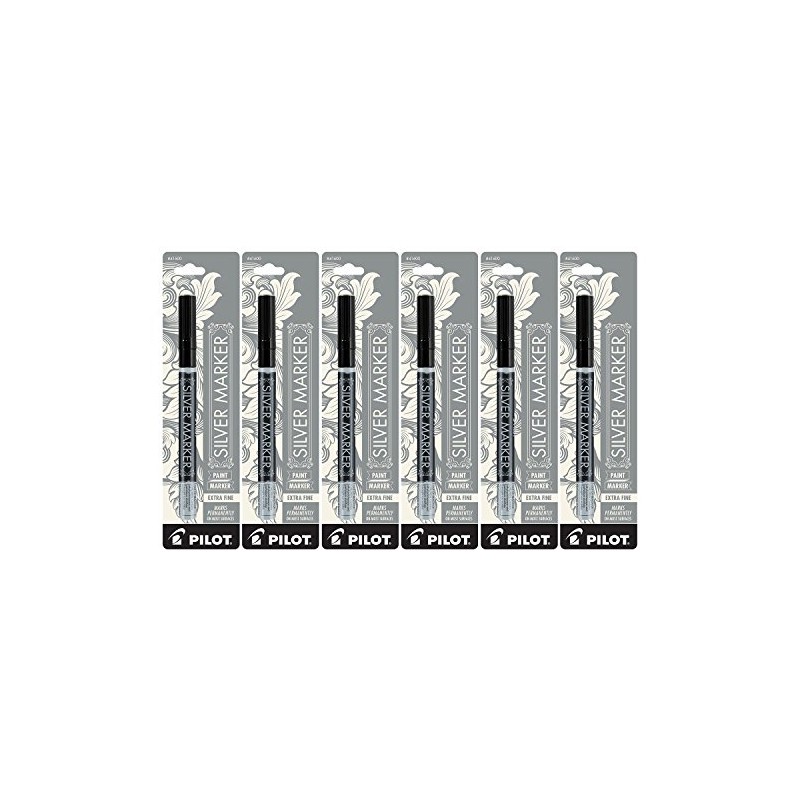 Pilot Silver Metallic Permanent, Extra Fine Point, 6- PACK Markers(41600)