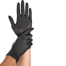 Wertpack Disposable Nitrile Gloves, Black, Powder-Free, CAT 3, Size L, Pack of 100