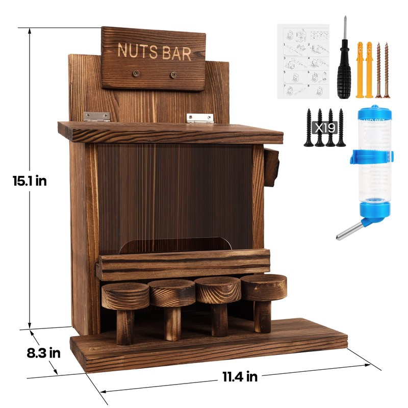 DAZUINIAO Squirrel Feeders for Outside Tree Wooden Squirrel Picnic Table