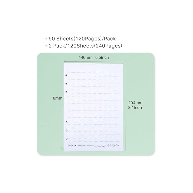Ophayapen [2 Pack A0+A1] A5 Dot Refill Paper Compatible with