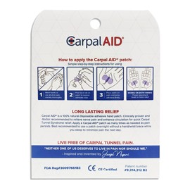 Carpal AID Clear Plastic Adhesive Hand-Based Carpal Tunnel Support for Either Hand CA-100PK UNI, 100 Ct