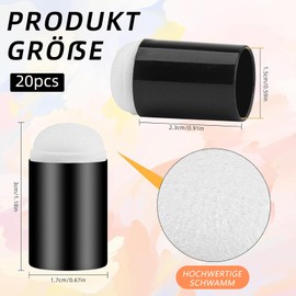 20 Stück Finger Schwamm Daubers, Malerei-Schwamm, Multifunktional Fingerschwamm, Haltbarer Kunststoffgriff, Handwerk Zeichnen Schwamms für Malen,Kunst Tinte,DIY Vorlagen,Karten Herstellung (Schwarz)