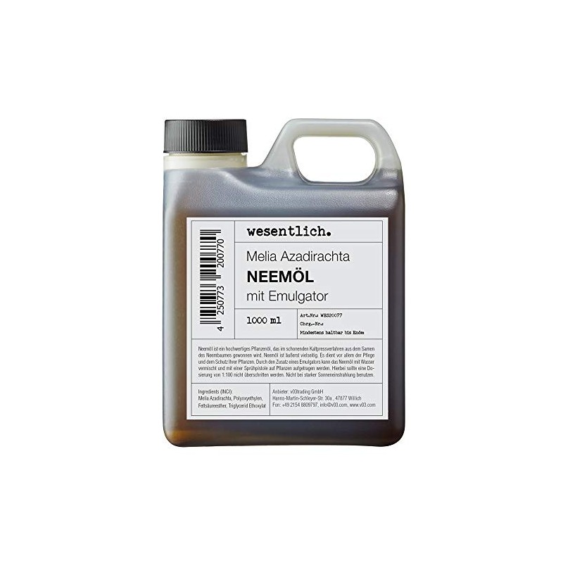 wesentlich. Neem Oil with Emulsifier 1,000 ml, Ready-Mixed for Immediate