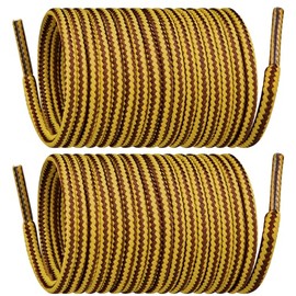 Endoto Shoelaces for Marten Boots Round Shoe Laces Replacement Shoes Strings(Color:Brown&Yellow,Size:26Inch)