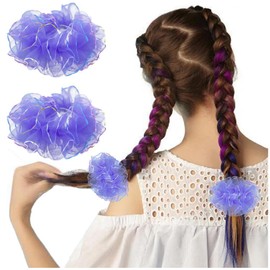 FASELE Set of 2 Hair Elastics, Glamorous, Sparkly Ruffles, Hair Clip, Fashionable, Hair Accessory, For Kids, Girls, Students, Everyday Performance, Birthday, Recitals, Kindergarten Entrance Ceremonies
