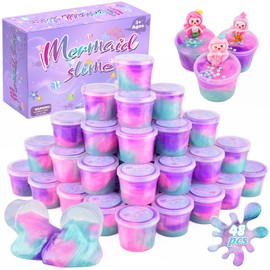 48 Pack Mini Galaxy Slime, Mermaid Slime Party Favors for Kids 8-12, Super Soft & Non-Sticky, Birthday Gifts, Classroom Prizes, Christmas Stuffers, Stretchy Galaxy Slime Kit for Girls and Boys