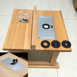 Denash Router Table Plate, Aluminum Alloy, Plunge Base, Multi-Functional Installation, Smooth Working Table, Multiple Holes, Center Hole Bushing, Long Service Life, Easy Installation