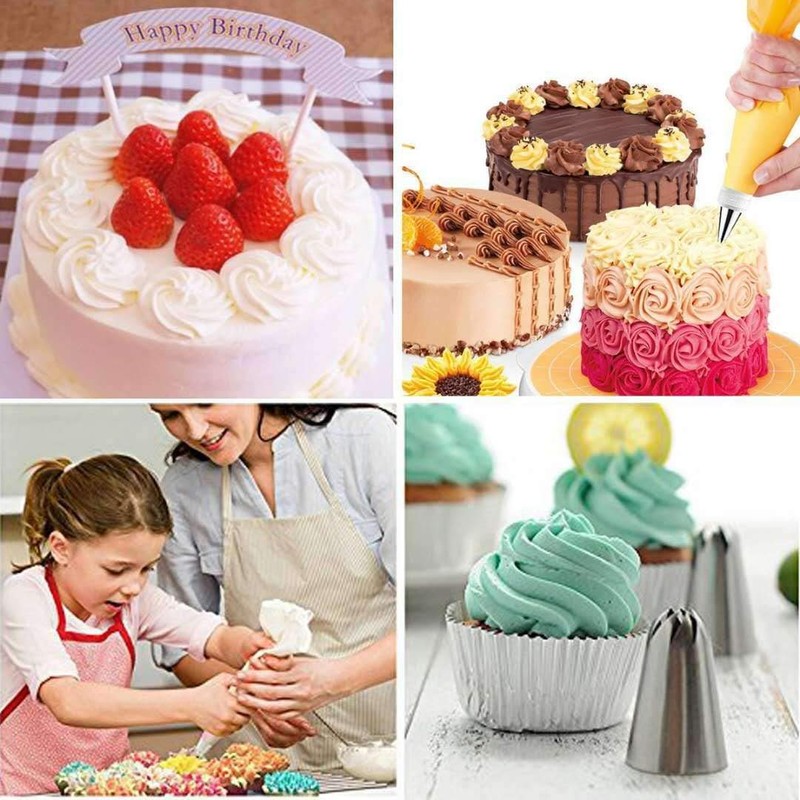 Fulfun 90 Pcs Cake Decorating Supplies kit with Cake Turntable-Cake