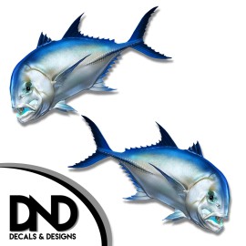 Giant Trevally - Fish Decal Fishing Tackle Box Bumper Sticker "3in SET" F-0210 &