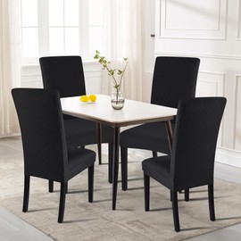 SearchI Juego de 4 fundas para sillas de comedor, fundas elásticas para sillas Parsons Jacquard Parsons, fundas protectoras extraíbles y lavables para sillas de cocina, para comedor, hotel, ceremonia