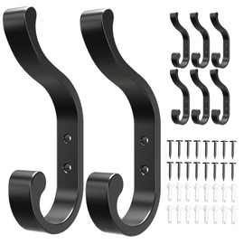 jockcaras Wall Hooks for Hanging 8 Pack Black