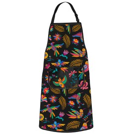 MYSOMY Mexican Birds Apron Mexican Latina Gift Otomi Style Bird Gifts Mexican Folklore Flower Apron (Mexican Birds UK)