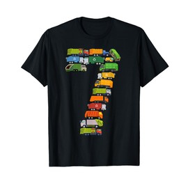 Fun Garbage Truck 7th Birthday Party 7 Years Old Boy Kids T-Shirt