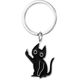 Cute Cat Keychain Black Cat Cool Stuff Cute Funny Gifts for Women Men Cute Keychain
