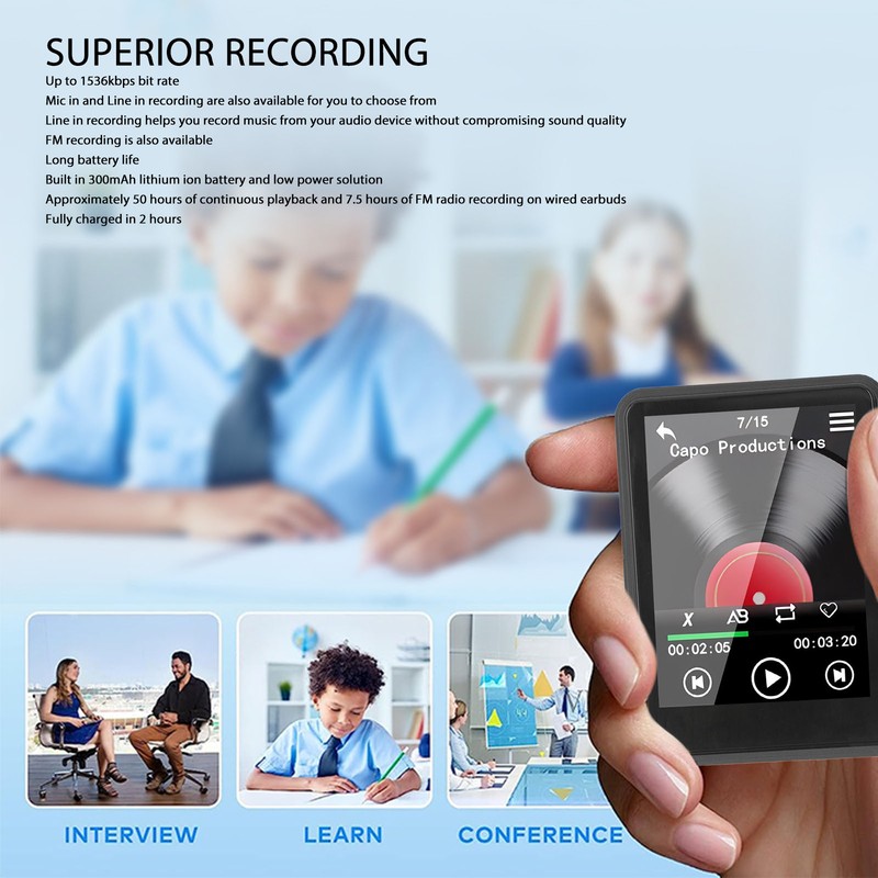 MP3 MP4 Player 2.4 Inch Full Touch Screen HiFi Stereo