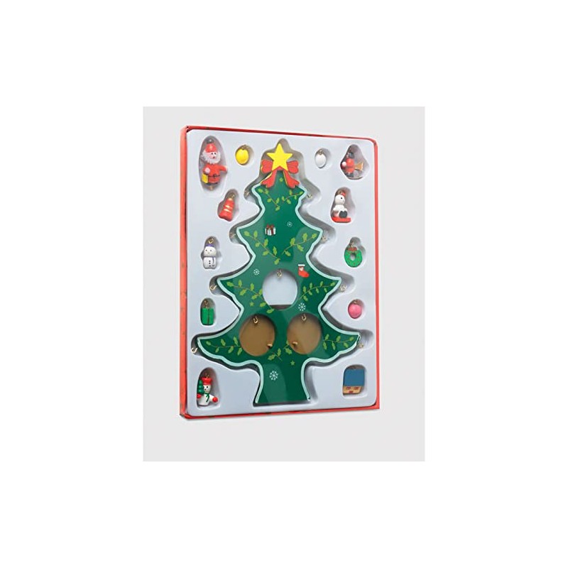 Hand-Painted Wooden Christmas Tree Decoration with 12 Pendants
