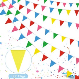 160 m Bunting Outdoor Weatherproof, Colourful Bunting Garland, Pack of 300 Bunting Garland, Garland for Hanging Bunting for Outdoor Party, Weatherproof, Birthday Party, Birthday Decoration
