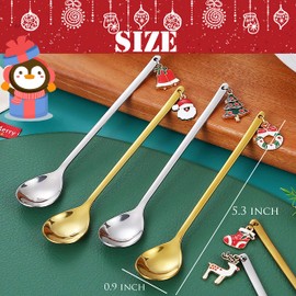 ESRISE Christmas Coffee Spoon, Christmas Coffee Spoon, Stainless Steel Coffee Spoon, Christmas Ice Cream Spoon, Christmas Style for Kitchenware (Silver)