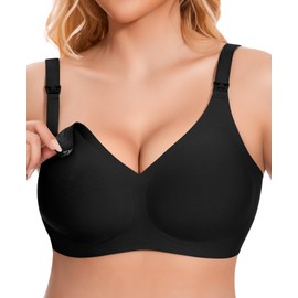 DOCUMO Nursing Bra for Women Wireless Comfort Pregnancy Bra No Underwire Maternity Bra Soft Seamless Breastfeeding and Sleep Bralette (Black,Medium)