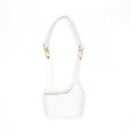 VIZEMO Coffee Cup Holder Tea Cup Protective Sleeve, Water Bottle Holder PU Leather Pouch, Outdoor Camping Shopping Travel cup Sling (White)