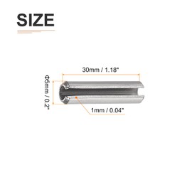 DTGN 5mmx30mm(DXL) Slotted Spring Pin - 10Pack - Good for Home Machine Fastener - 304 Stainless Steel Spring Dowel Tension Roll Pin - Silver