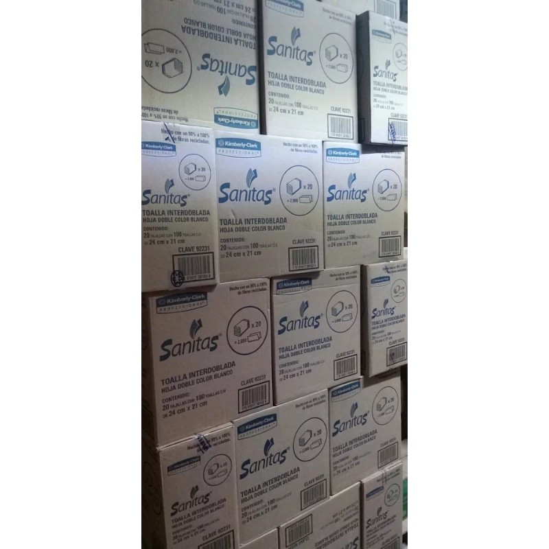 Kimberly-Clark Sanita Toalla Interdoblada Con 1000 Piezas 10 Paquetes D