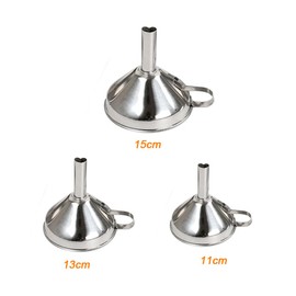 11 cm Stainless Steel Funnel, Kitchen Strainer Funnel Filter Set, Wide Mouth Preserving Funnel with Handle for Transferring Liquids, Liquids and Cooking Oil