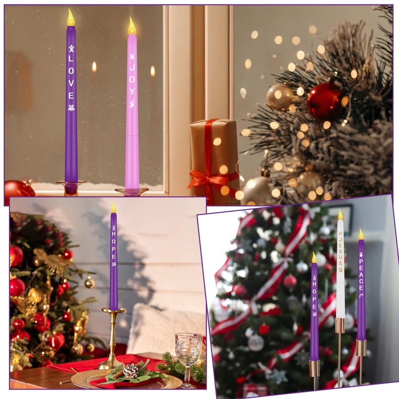 RGQSUN - 5 velas de Adviento de Navidad, velas cónicas