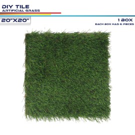 Windscreen4less Artificial Grass Turf Interlocking Turf Tile Indoor Outdoor Faux Grass Rug Carpet for Garden Balcony, 20"x20" 12 sq ft