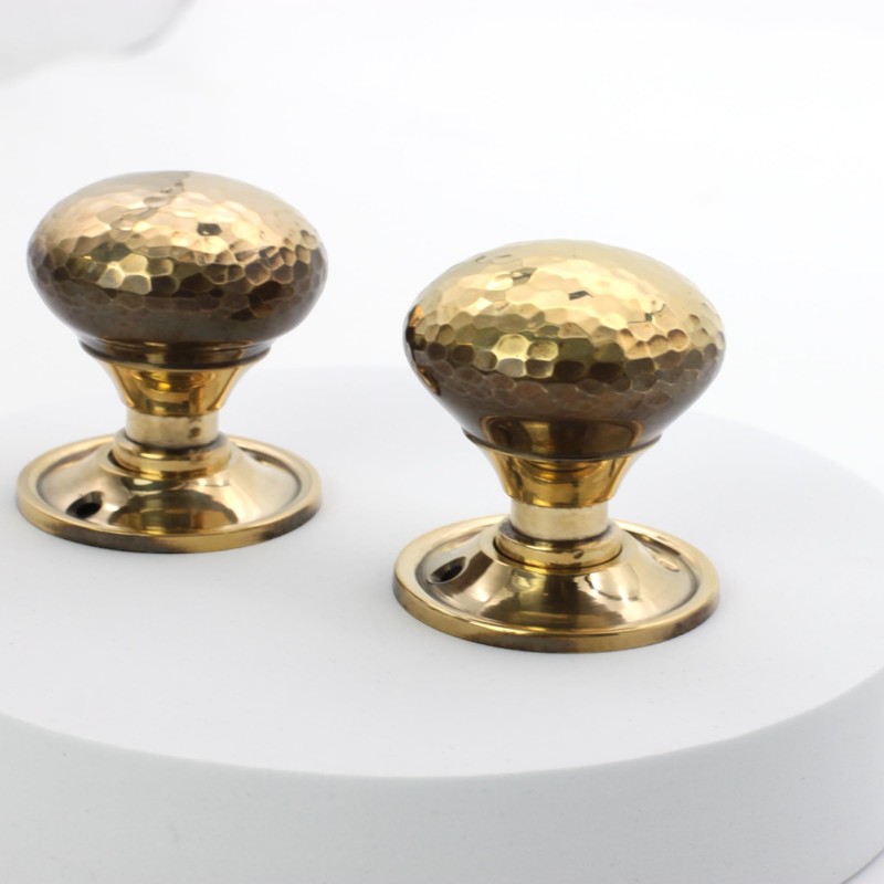 Infinity Decor Pair of Aged Brass Hammered Mushroom Mortice Rim