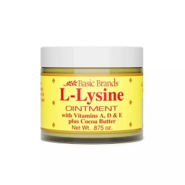 Basic Brands L Lysine Ointment Vitamins A D & E Plus Cocoa Butter Cold .875oz