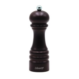 Bisetti Genova Walnut Stained Beechwood Pepper Mill With Adjustable Grinder, 16.5 cm / 6.5 Inches