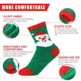 Geyoga 12 Pairs Adult Christmas Holiday Socks Fluffy Cozy Fuzzy Socks Colorful Xmas Warm Slipper Socks for Men Women(Classic)