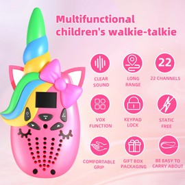 Unicorn Kids Walkie Talkies, Gifts for 3-12 Years Old Boys Girls, Long Range 2 Way Radio 22CH VOX, for Birthday, Christmas, Easter (Pink)