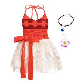 HenzWorld Little Girls Adventure Costume Adventure Outfit Birthday Party Role Pretend Kids Skirt Holiday Halter Necklace Jewelry Accessories 4T Age 3-4 Years