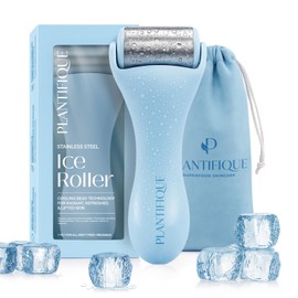 PLANTIFIQUE - Rodillo de hielo facial, crioterapia hinchada, herramienta de masaje para el cuidado de la piel, rodillo de acero inoxidable para...    