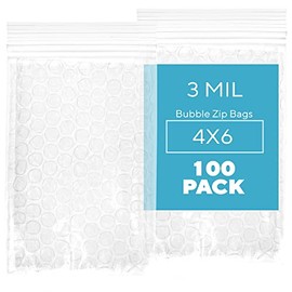 GPI - 100 Count, 4" X 6" Bubble Recloasable Zip Bags, 3 Mil Thick, Resealable, Reusable, Protective Bubble Pouch, Double Sided Cushion Wrap Bags For Storage Packaging, Mailing & Shipping Fragile