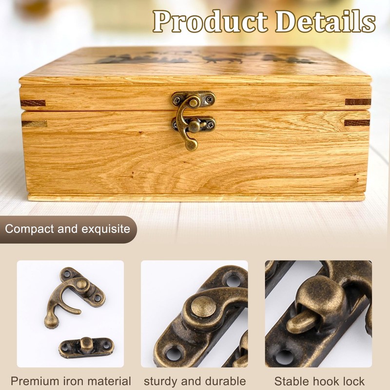 Misuyue Vintage Bronze Lock Clasp Left Latch Hook Hasp 45mm